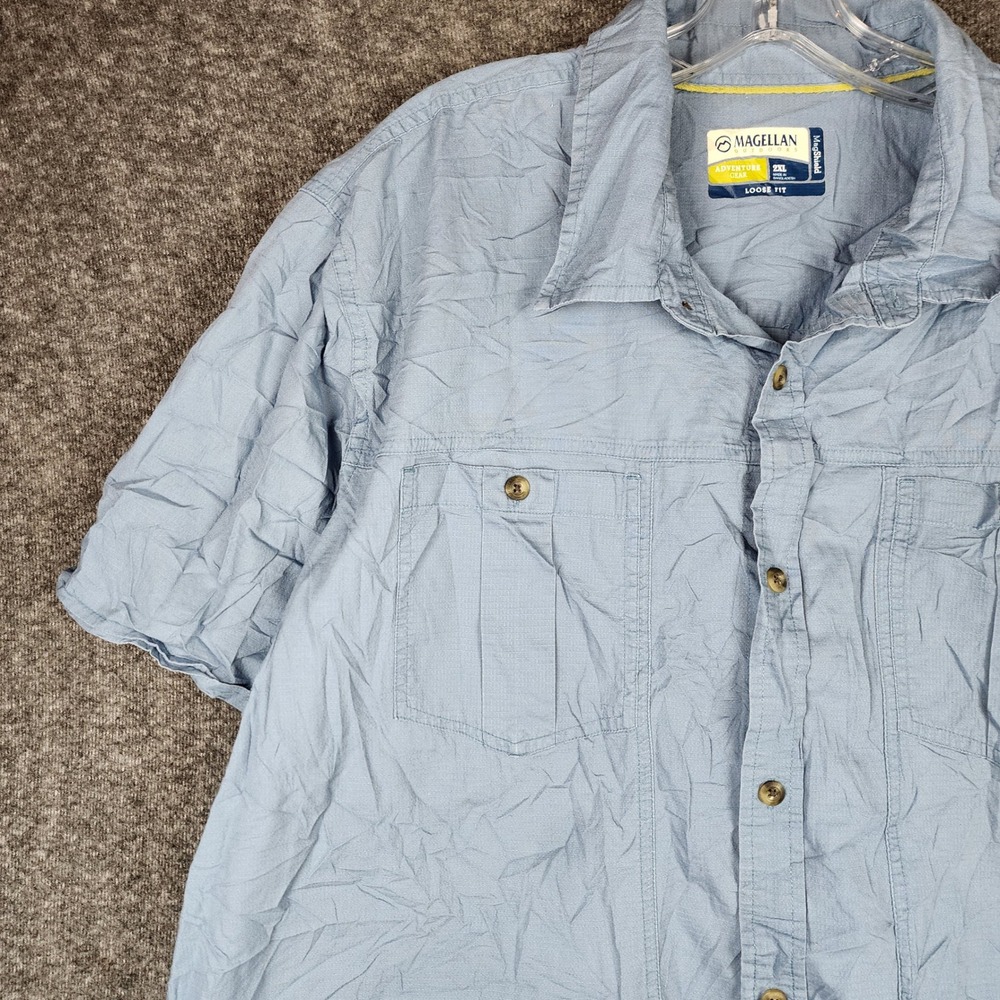Magellan Outdoors Adventure Gear Men 2XL Blue Short Sleeve MagShield Loose Shirt - Picture 3 of 8